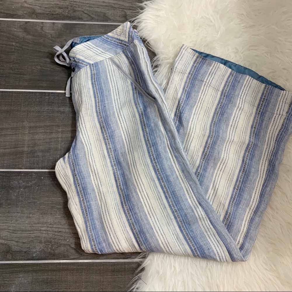 Anthro Tiny linen striped wide leg pants